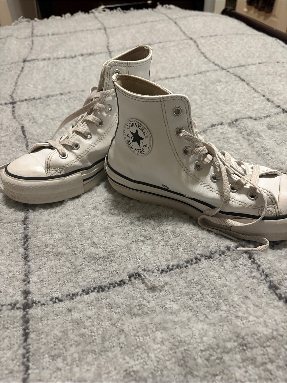 Converse Kids White High-Top Canvas Sneakers with Black Trim